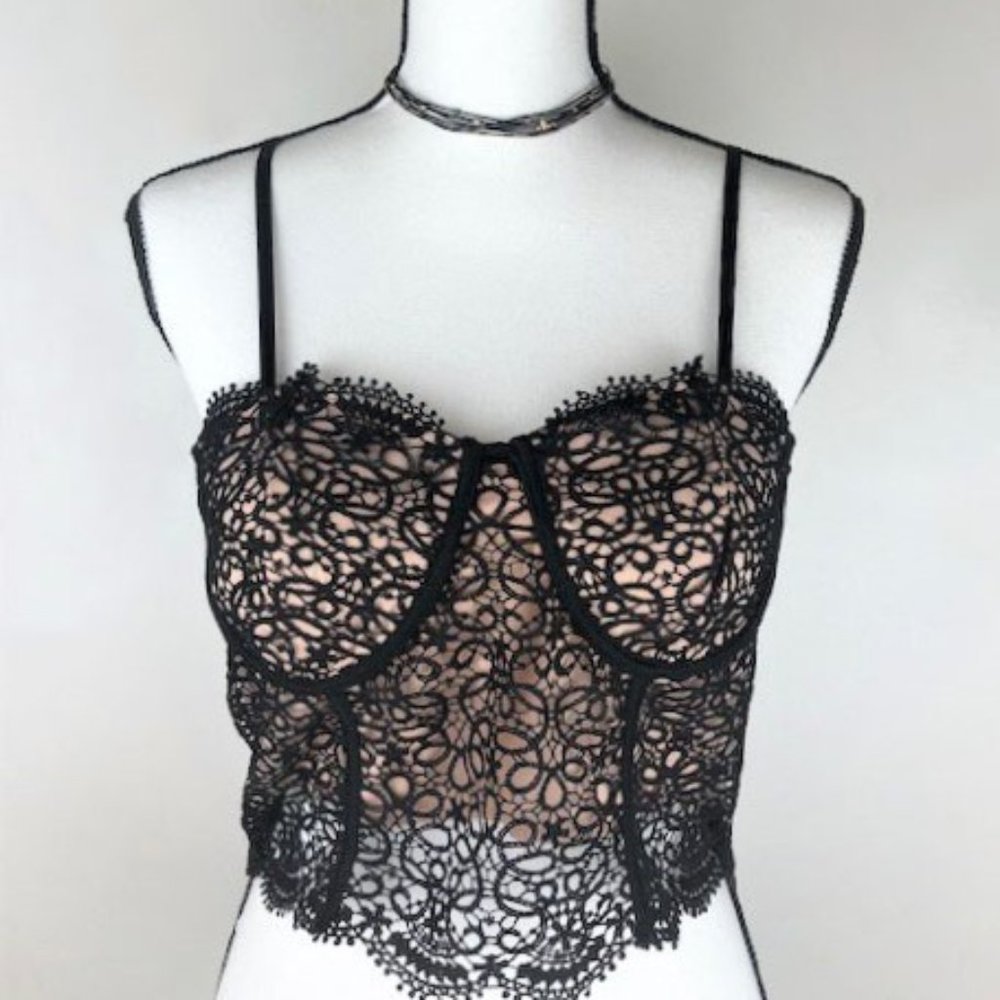 IRIS Crop Top Lace Black Nude